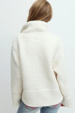Y pile zip jacket - Weiß - Gina Tricot