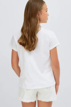 Y printed tee - Weiß - Gina Tricot