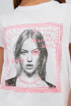 Y printed tee - Weiß - Gina Tricot