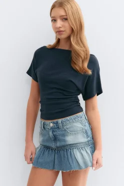 Y ruched top - Blau - Gina Tricot