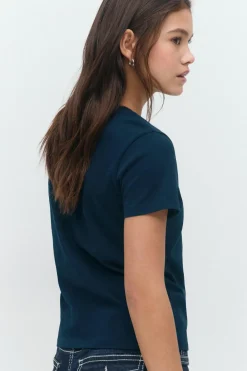 Y scandi basic tee - Blau - Gina Tricot
