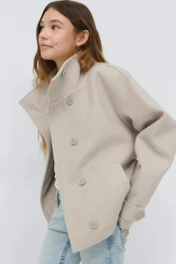 Y short felt jacket - Beige - Gina Tricot