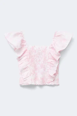 Y smock frill blouse - Rosa - Gina Tricot