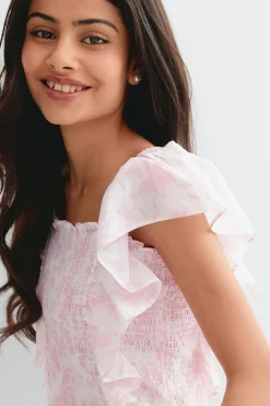 Y smock frill blouse - Rosa - Gina Tricot