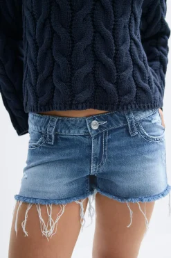 Y sparkle low denim shorts - Blau - Gina Tricot