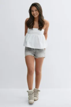 Y sparkle low denim shorts - Grau - Gina Tricot
