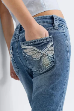 Y sparkle low flare jeans - Blau - Gina Tricot