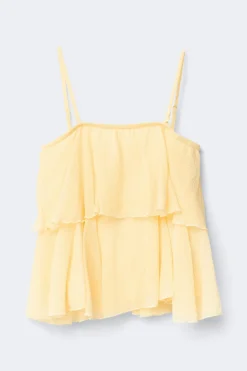 Y strap frill top - Gelb - Gina Tricot