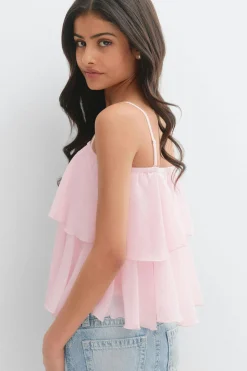 Y strap frill top - Rosa - Gina Tricot