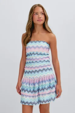 Y stripe bandeau dress - Weiß - Gina Tricot